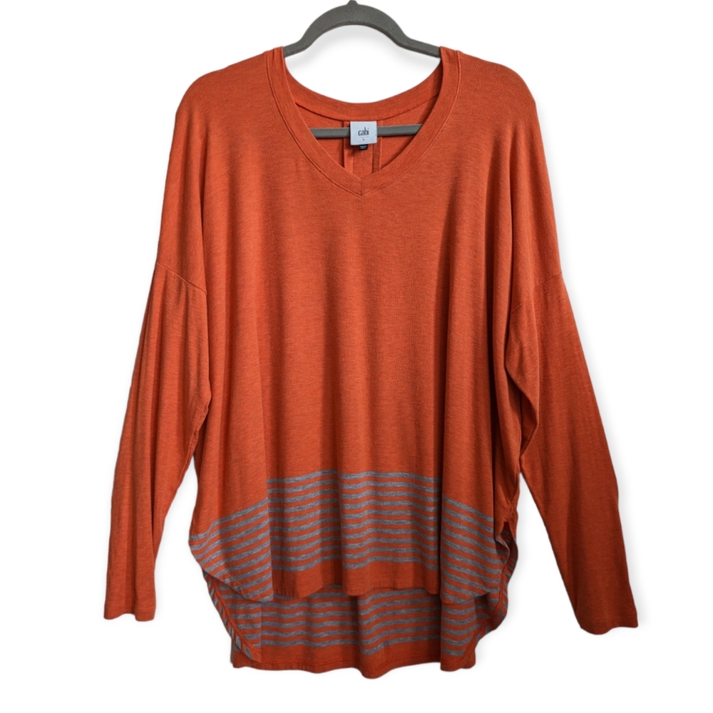 Cabi Striped Hangout Long Sleeve Tunic Top Tee Top size Large